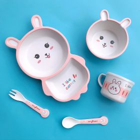 Bamboo Fiber Children's Tableware Set Cartoon Solid Food Bowl (Option: 052 Rabbit)