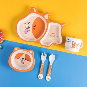 Bamboo Fiber Children's Tableware Set Cartoon Solid Food Bowl (Option: 047 Puppy)