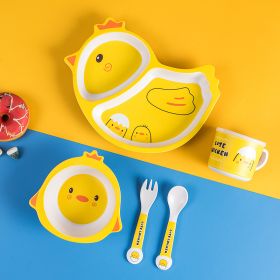 Bamboo Fiber Children's Tableware Set Cartoon Solid Food Bowl (Option: 046 Chick)
