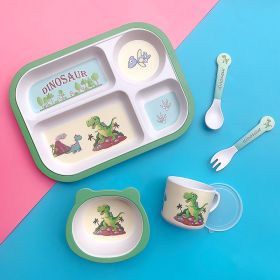 Bamboo Fiber Children's Tableware Set Cartoon Solid Food Bowl (Option: Square Dinosaur)
