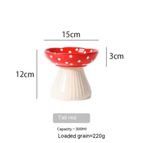 High Foot Protection Anti Roll Pet Products Cat Bowls (Option: Tall Red Mushroom)
