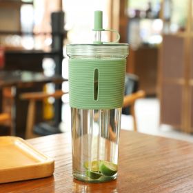 Student Portable Outdoor Double Layer Large Capacity Plastic Cup (Option: Green-710ML)