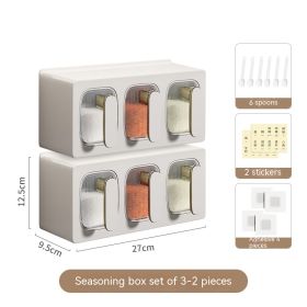 Drawer Type Seasoning Box Household Kitchen Spice Jars Combination (Option: Six Grid White Gold Color)