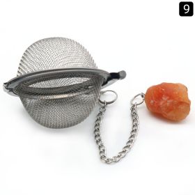 Natural Raw Gemstone Filter Ball Stew Ingredients Ball Stainless Steel Tea Filter Kitchen Gadgets (Option: Red Agate)