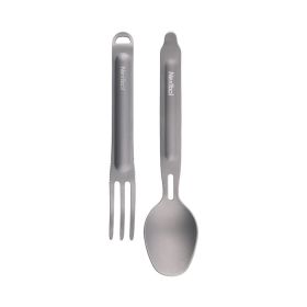 Titanium Spork Spoon Cutlery Suit Outdoor Integrated Spork Portable Tableware (Option: Gray)