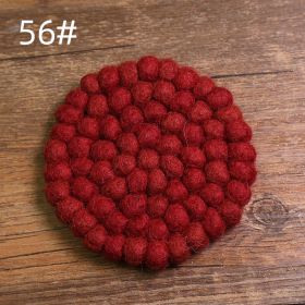 Anti-scald Tea Cup Temperament Pure Color Elegant Wool Ball Coaster (Option: 10cm Coaster 56)