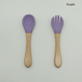 Pedology Eating Edible Silicon Spoon And Fork Set (Option: Deep Purple)
