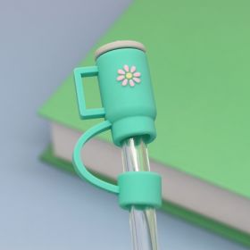 10mm Straw Cap Cup Straw Dust Cover (Option: Green-Without Straw)
