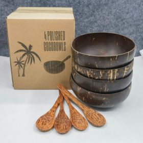 Natural Coconut Old Shell Bowl (Option: Grinding Style 4 Suit-Door Frame Spoon)