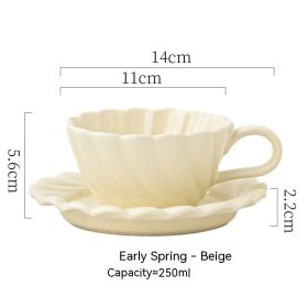 Cream Style Ceramic Cup Restaurant Hotel Household Coffee Set Suit (Option: Early Spring Beige)