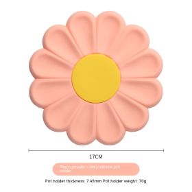 New Flower Heat Proof Mat Simple Durable Cute Japanese Coaster (Option: Peach Pink-17cm)