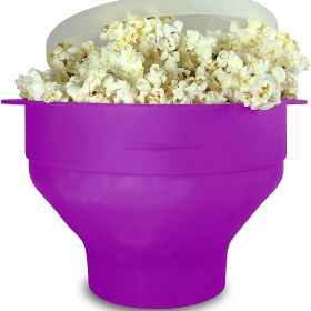 1pc Collapsible Silicone Microwave Popcorn Popper - Quick and Easy Way to Make Delicious Popcorn at Home (Color: Purple)