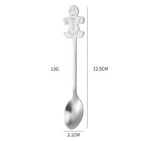 Creative Coffee Holiday Gift Box Stainless Steel Christmas Tableware Spoon (Option: Silver Gingerbread Man)