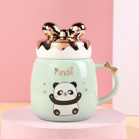 Cartoon Cute Ceramic Cup Printing Mug Color Bow Cup Lid (Option: A Style-400ml)