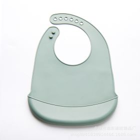 Thin Baby Eating Silicone Baby Bibs Oil-proof Waterproof Maternal And Child Supplies (Option: Thin Bib Gray Green)