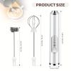 One Set Of Milk Frother Handheld USB-Rechargeable With 2pcs Stainless Whisk Heads; 3-Speed Adjustable Handheld Milk Frother For Cappuccinos; Hot Choco