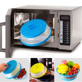 1 Pc Collapsible Microwave Splash Guard; Round Ventilated Collapsible Microwave Food Cover With Easy Grip Handle; Food Filter Dishwasher Safe (Color: green)