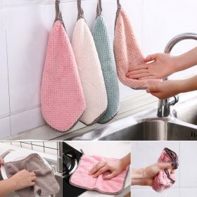 Kitchen daily dish towel;  dish cloth;  kitchen rag;  non-stick oil;  thickened table cleaning cloth;  absorbent scouring pad (Color: 25x25cm White, size: 5PC)