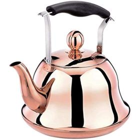 Rose Gold Stainless Steel Kettle; Streamlined Spout; Anti-scalding Handle; tea Kettle for Stove Top Whistling (Size : 4L) (size: 4L)