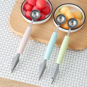 Steel Fruit Digger Cutting Watermelon Artifact Fruit Ball Digging Ball Ice Cream Round Spoon Fruit Cutting Carving Knife (Color: Blue)