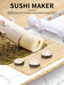 Quick Sushi Maker Roller Rice Mold Vegetable Meat Rolling Gadgets DIY Sushi Device Making Machine Kitchen Ware (Color: Pink)