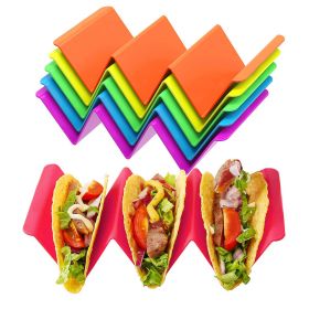 1pc/6pcs Colorful Taco Holder Stands - Premium Large Taco Tray Plates Holds Up To 3 Or 2 Tacos Each, PP Health Material Very Hard And Sturdy, Dishwash (Color: 6pcs Colorful)