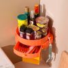 1pc; Kitchen Rotary Shelf; Multifunctional Storage Tray Wall Mount; Spice Storage Holder Dispenser; Punch Free Kitchen Caddy Organizer With Adhesive