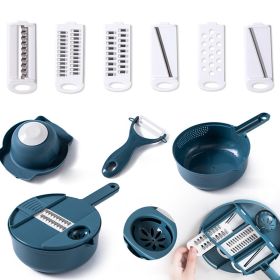 1pc Multifunctional Vegetable Cutter, Potato Shredded Grater, 3 Blades Or 6 Blades For Choose 11in*7.2in (Color: Blue--Six Blades)