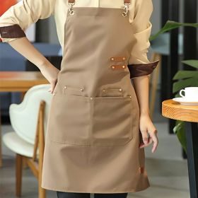 1pc Apron; Waterproof And Oil-proof Apron With Pockets; Universal Apron For Women And Men; For Coffee Bar; Restaurant; Multipurpose Aprons 29.5in*27.5 (Color: Light Brown)