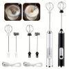 One Set Of Milk Frother Handheld USB-Rechargeable With 2pcs Stainless Whisk Heads; 3-Speed Adjustable Handheld Milk Frother For Cappuccinos; Hot Choco