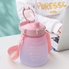 1300ml Motivational Water Bottle with Time Marker; Shoulder Strap & Straw - Perfect for School; Sports; Camping - 44oz Cute Design for Girls & Kids