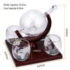 Whiskey Decanter Globe Set w/ 4Pcs 8.45OZ Etched World Whiskey Glasses Wooden Tray Perfect Gift Set