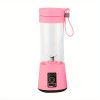 1pc Portable 6 Blades In 3D Juicer Cup, Updated Version Rechargeable Juice Blender Secure Switch Electric Fruit Mixer For Superb Mixing, USB Rechargea