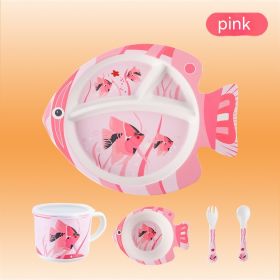 Bamboo Fiber Children's Tableware Set Cartoon Solid Food Bowl (Option: 029 Fairy Fish Pink)