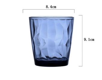 Acrylic Restaurant Tea Cup Transparent PC Plastic Octagon Cup (Color: Blue)