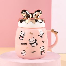 Cartoon Cute Ceramic Cup Printing Mug Color Bow Cup Lid (Option: C Style-400ml)
