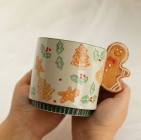 Cinnamon-flavored Christmas Hand-painted Gingerbread Man Ceramic Mug (Option: Gingerbread Man-400ml)