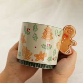 Cinnamon-flavored Christmas Hand-painted Gingerbread Man Ceramic Mug (Option: Gingerbread Man-400ml)