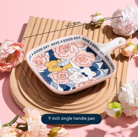 Rose Underglaze Porcelain Household Tableware Large (Option: Single Handle Plate)