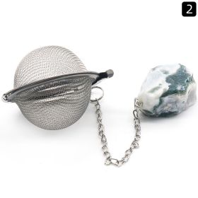 Natural Raw Gemstone Filter Ball Stew Ingredients Ball Stainless Steel Tea Filter Kitchen Gadgets (Option: Water Plants Agate)