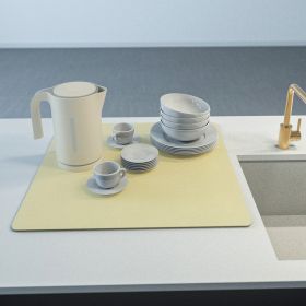 PU Leather Kitchen Countertop Draining Bar Table Insulation Bowl Plate Pot Absorbent Bathroom Mat (Option: Cream-50x60)
