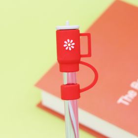 10mm Straw Cap Cup Straw Dust Cover (Option: Red-Including Straw)